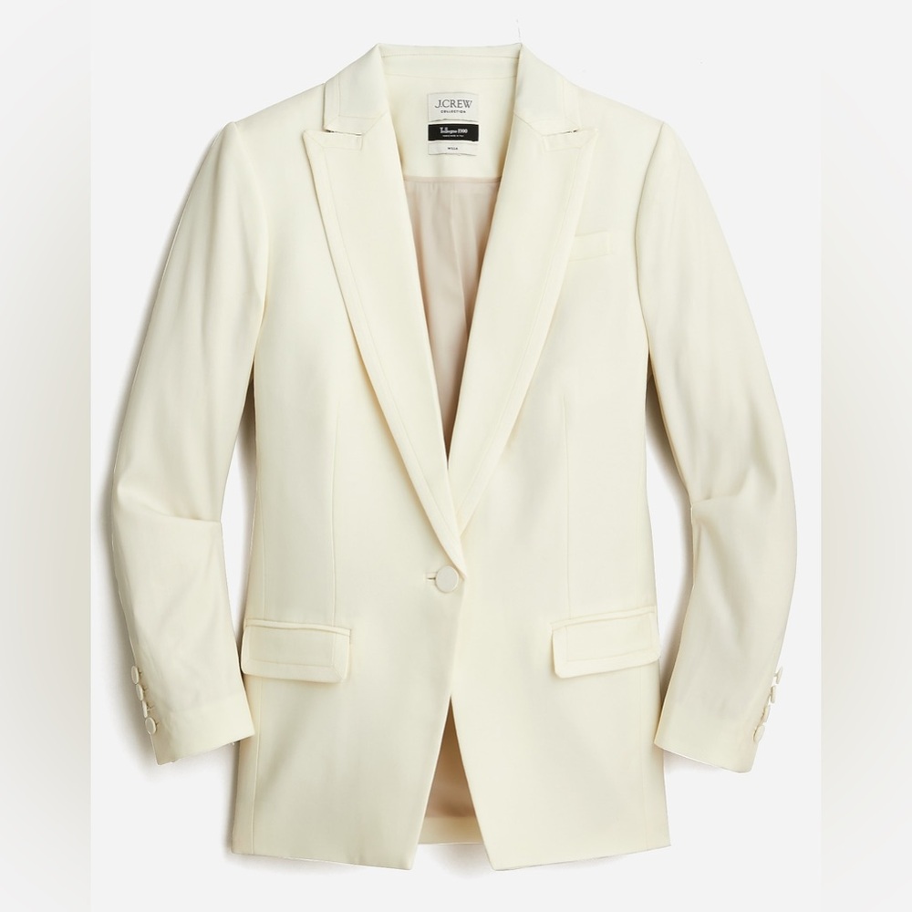 NWT J.Crew Collection Willa Tuxedo Blazer Italian Wool Ivory One Button Sz 10